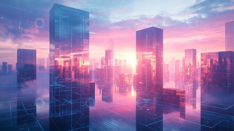 高清大图下载【趣麦麦图】数字全息建筑块1