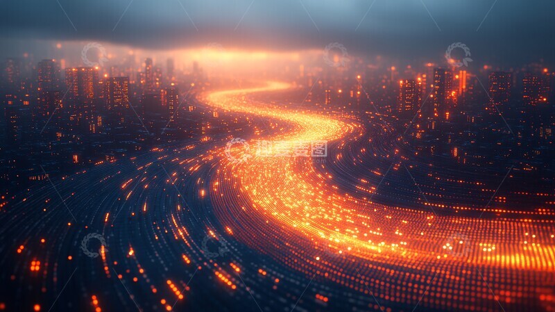 高清大图下载【趣麦麦图】数据流城市景观2
