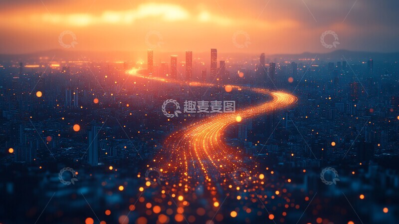 高清大图下载【趣麦麦图】数据流城市景观