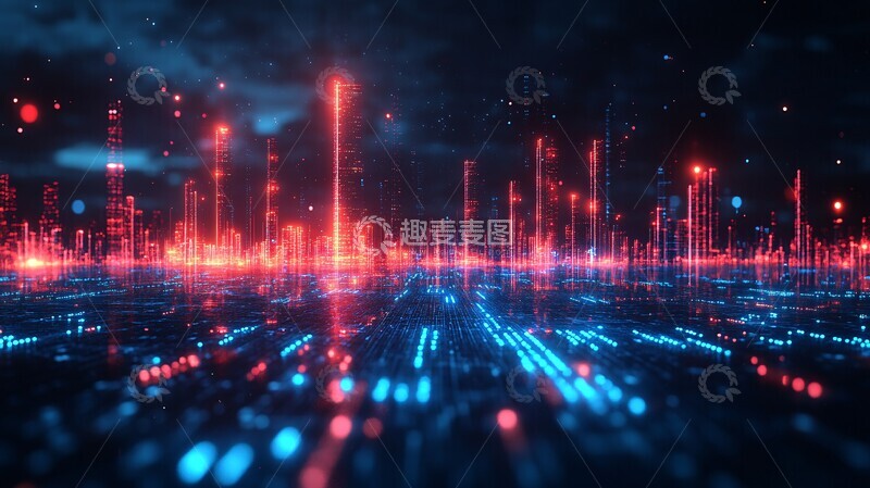 高清大图下载【趣麦麦图】股市图表与城市背景2