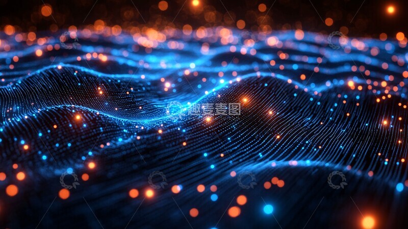 高清大图下载【趣麦麦图】区块链蓝色线框图1