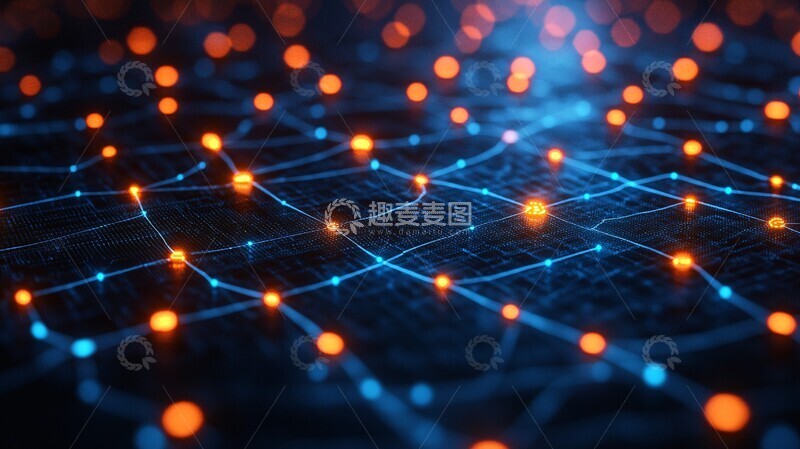 高清大图下载【趣麦麦图】区块链蓝色线框图2