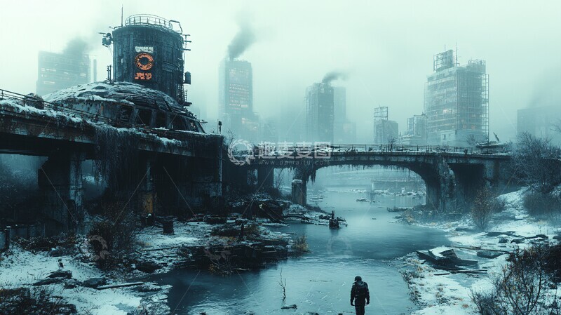 高清大图下载【趣麦麦图】杀菌蓝贴城市背景2