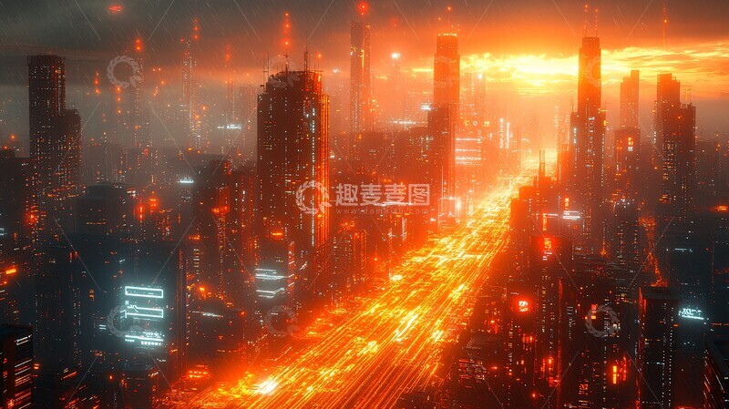 高清大图下载【趣麦麦图】科技城市数据流全景2