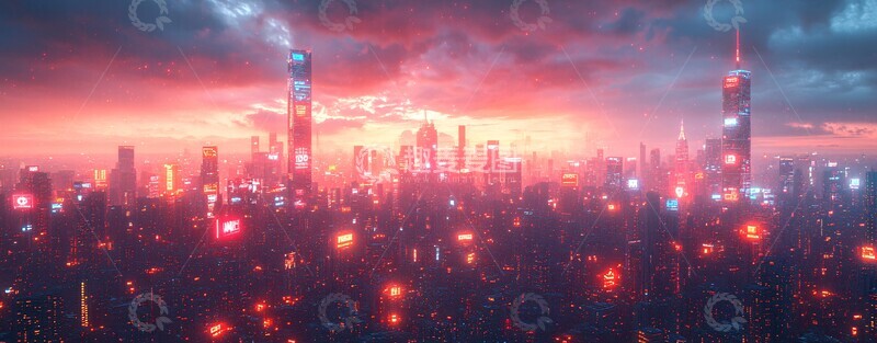 高清大图下载【趣麦麦图】数字广告城市天际线1