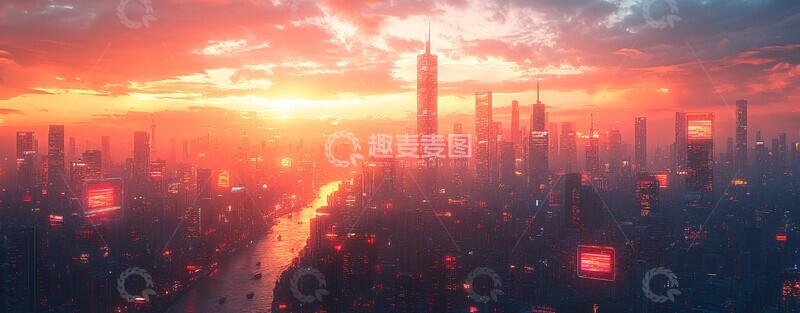 高清大图下载【趣麦麦图】数字广告城市天际线3