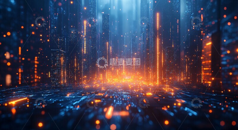 高清大图下载【趣麦麦图】蓝色立方城市场景1