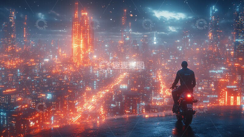 高清大图下载【趣麦麦图】科技城市数据流全景