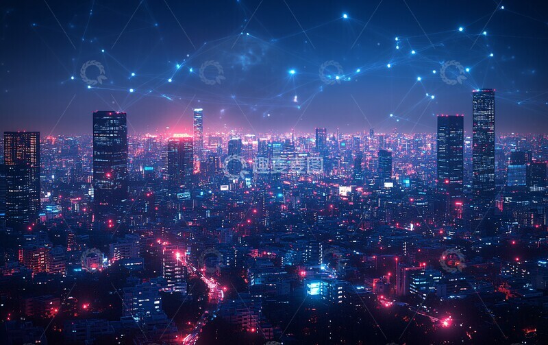 高清大图下载【趣麦麦图】数字连接城市3