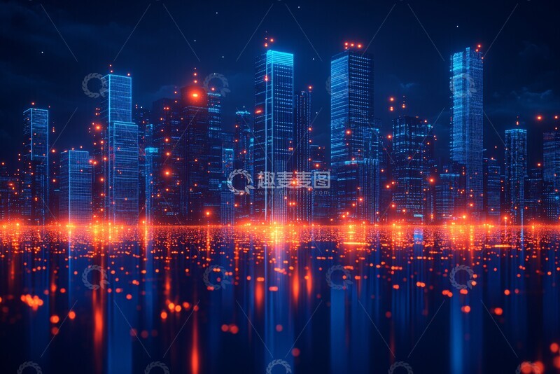 高清大图下载【趣麦麦图】城市之夜线条图