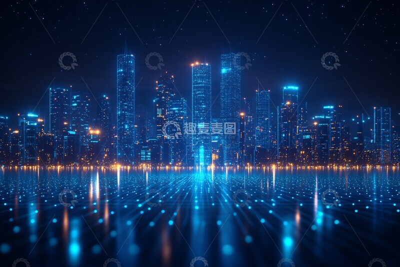 高清大图下载【趣麦麦图】城市之夜线条图2