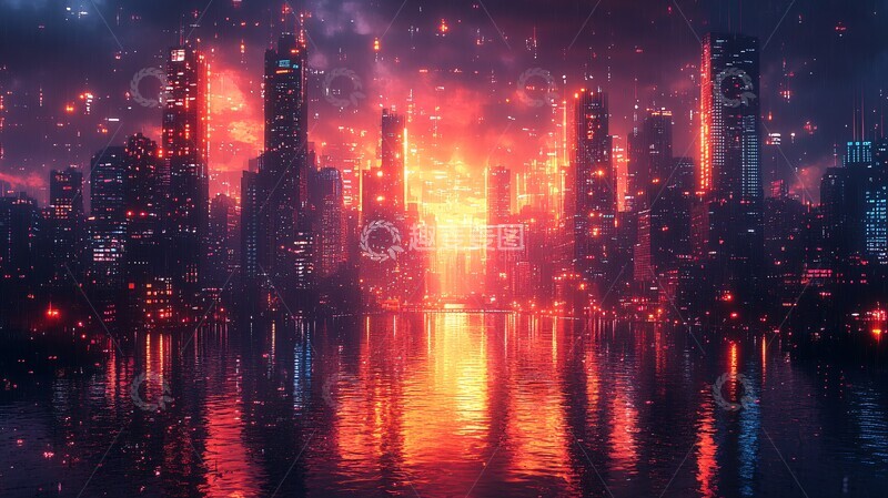 高清大图下载【趣麦麦图】城市夜景与数字艺术1