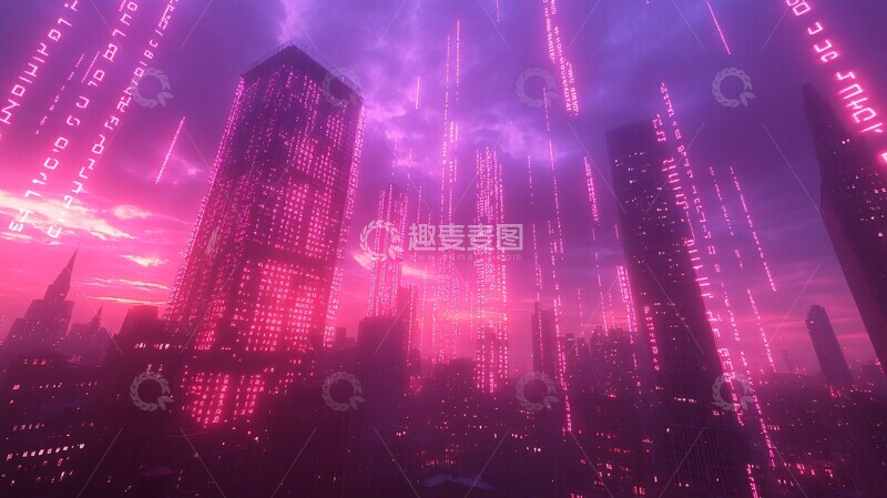 高清大图下载【趣麦麦图】数字流光城市天际2