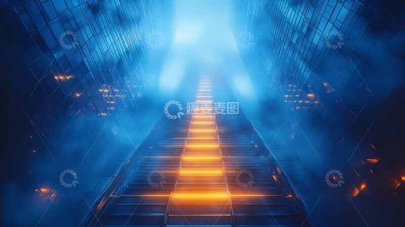 高清大图下载【趣麦麦图】-蓝色光影都市1