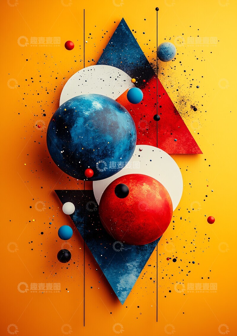 高清大图下载【趣麦麦图】几何图形浮动1