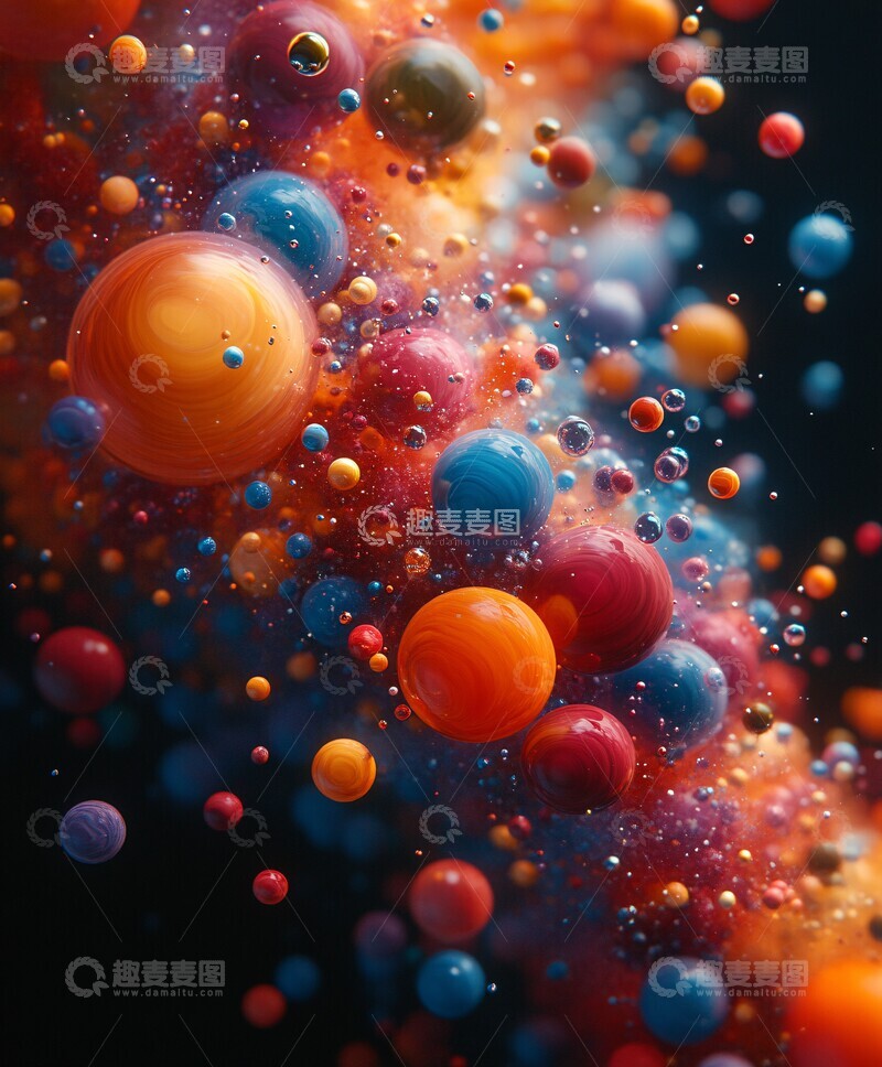 高清大图下载【趣麦麦图】彩色球体与形状旋绕1