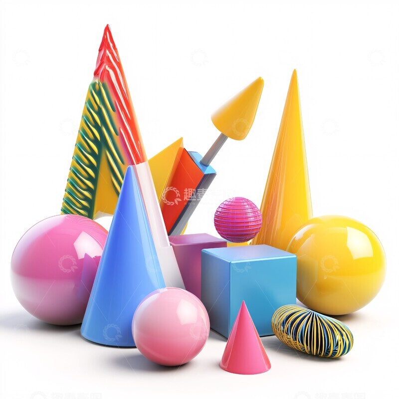 高清大图下载【趣麦麦图】彩色立体几何图形