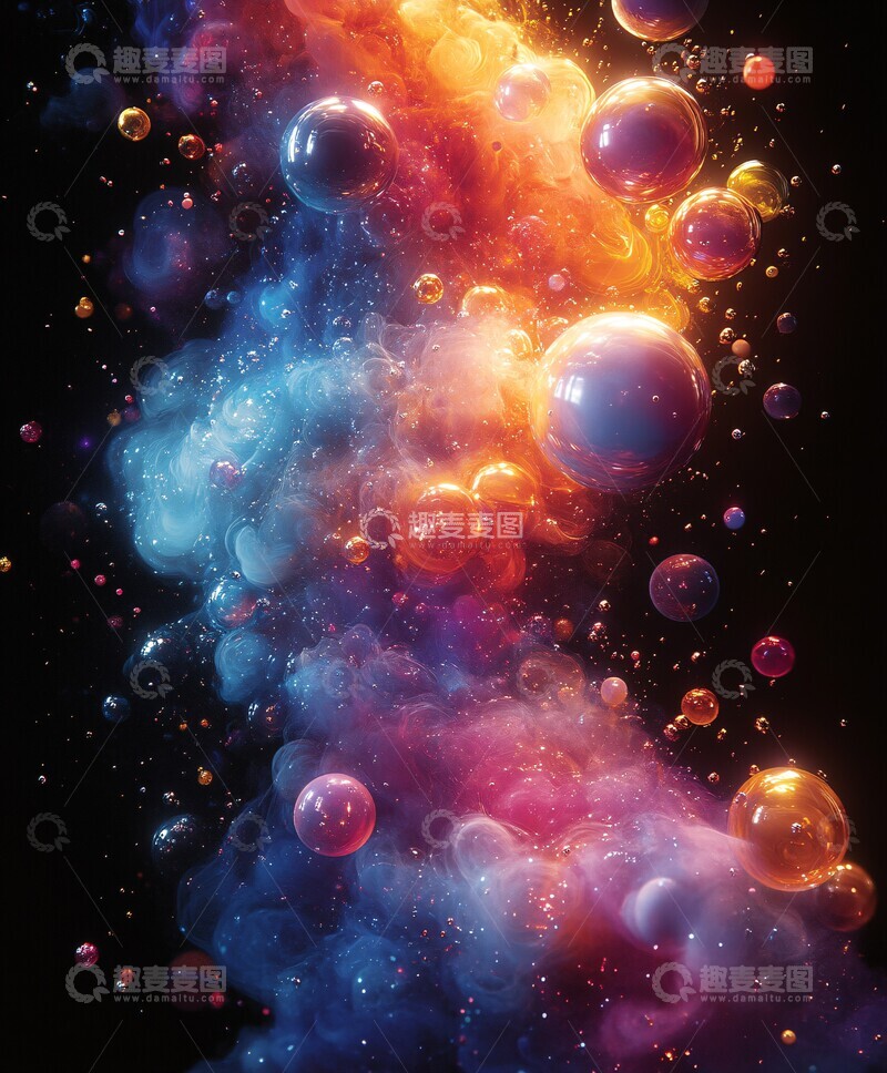 高清大图下载【趣麦麦图】彩色球体与形状旋绕2