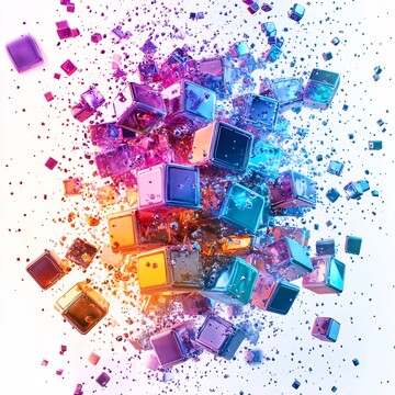 彩色立方体爆炸