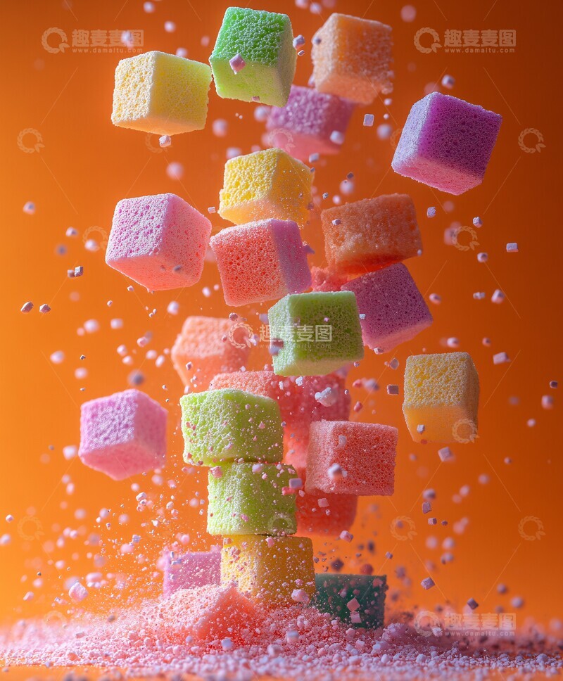 高清大图下载【趣麦麦图】泡沫立方下落1