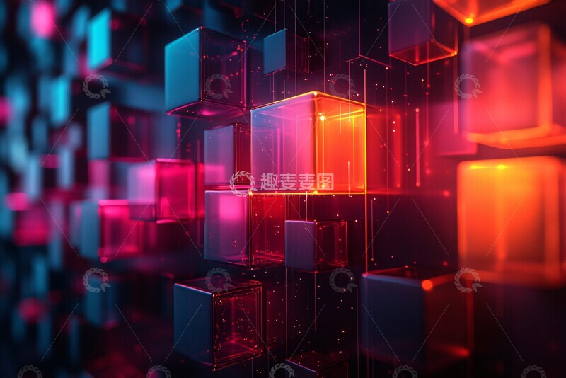 高清大图下载【趣麦麦图】几何块全息场景2