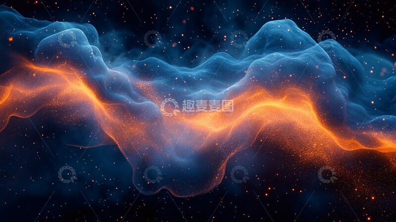 高清大图下载【趣麦麦图】蓝橙粒子流动2
