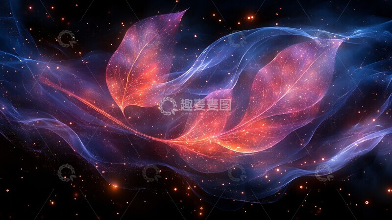 高清大图下载【趣麦麦图】粉色紫色能量叶形1