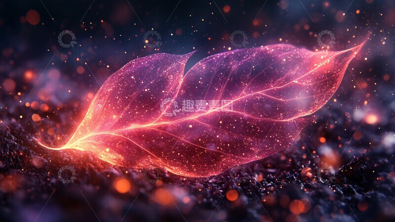 高清大图下载【趣麦麦图】粉色紫色能量叶形2