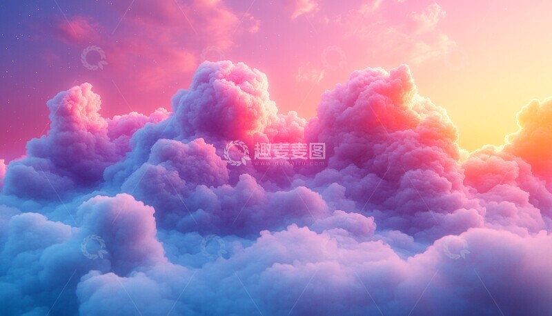 高清大图下载【趣麦麦图】粉色渐变云雾