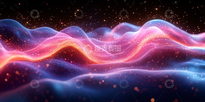 高清大图下载【趣麦麦图】粉蓝波纹空间流动1