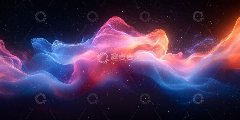 高清大图下载【趣麦麦图】粉蓝波纹空间流动