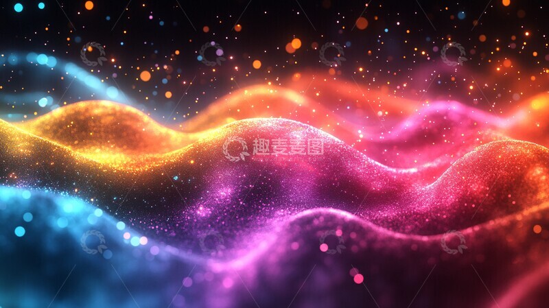 高清大图下载【趣麦麦图】霓虹波浪粒子1