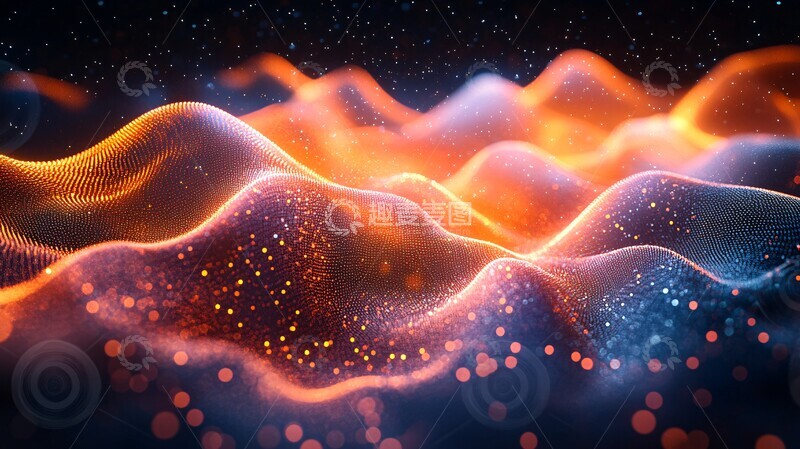 高清大图下载【趣麦麦图】粒子波纹背景图1