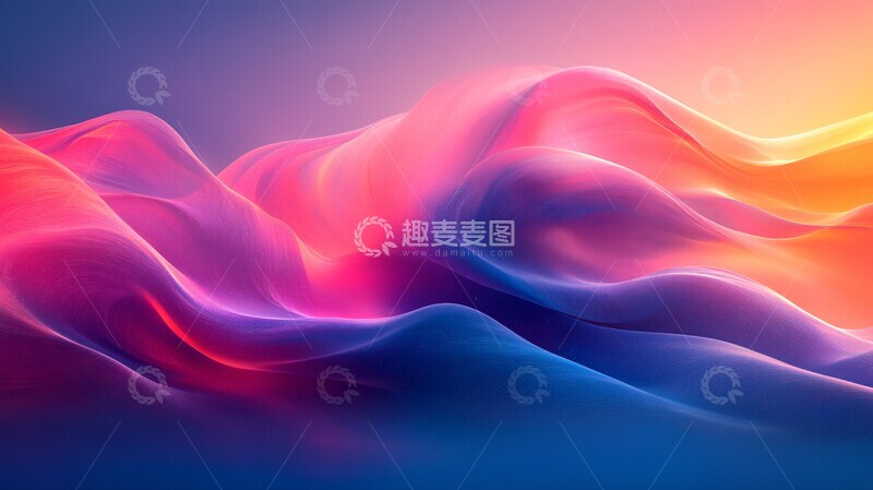 高清大图下载【趣麦麦图】多彩曲线抽象背景1