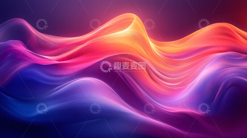 高清大图下载【趣麦麦图】多彩曲线抽象背景2