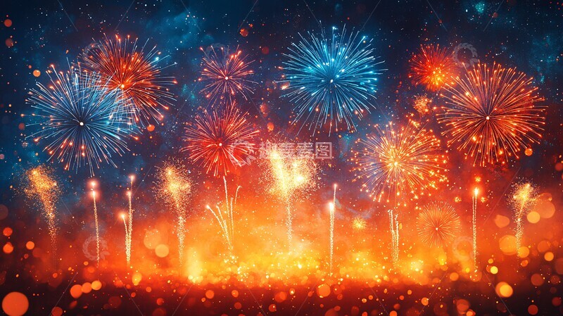 高清大图下载【趣麦麦图】烟花橙色背景