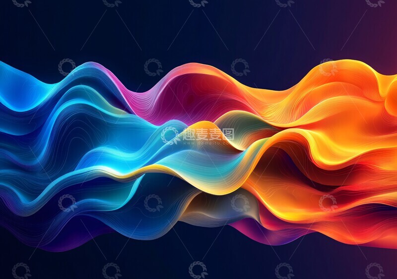 高清大图下载【趣麦麦图】蓝绿波纹背景1