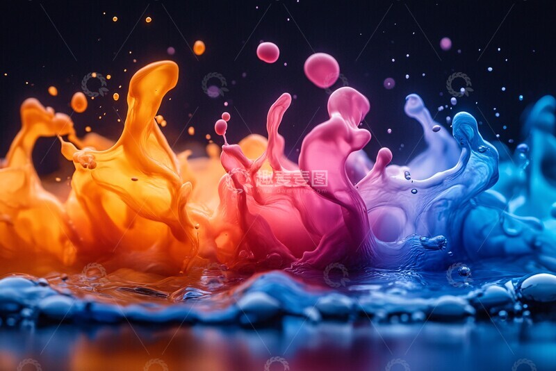 高清大图下载【趣麦麦图】-彩色墨水飞溅1