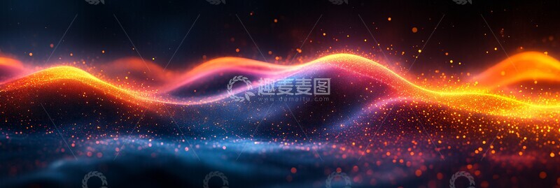 高清大图下载【趣麦麦图】黄蓝紫波浪壁纸1