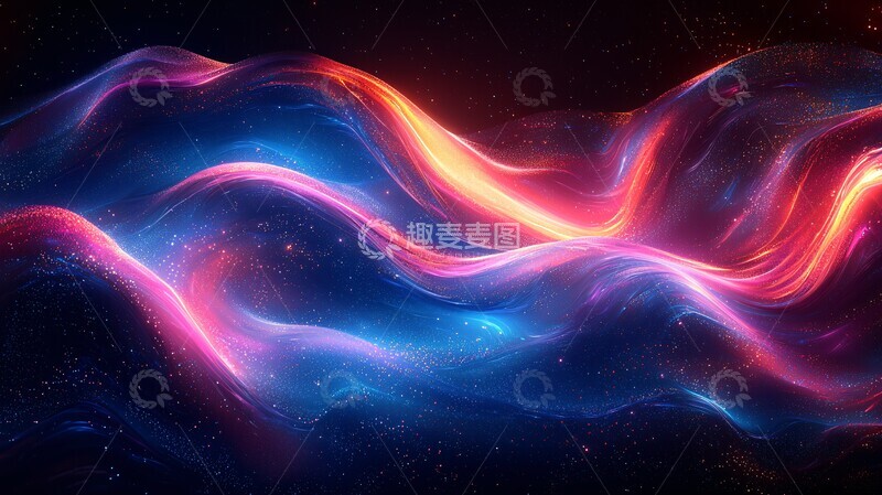 高清大图下载【趣麦麦图】黑底蓝紫渐变流体1