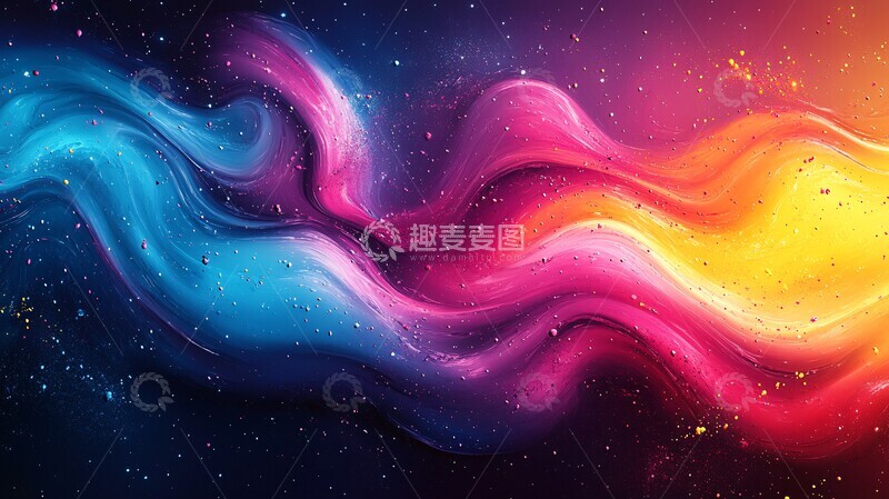 高清大图下载【趣麦麦图】蓝粉黄流动流动抽象图案2