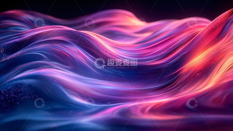 高清大图下载【趣麦麦图】黑底蓝紫渐变流体2