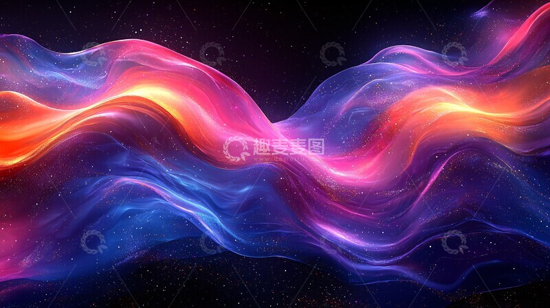 高清大图下载【趣麦麦图】黑底蓝紫渐变流体