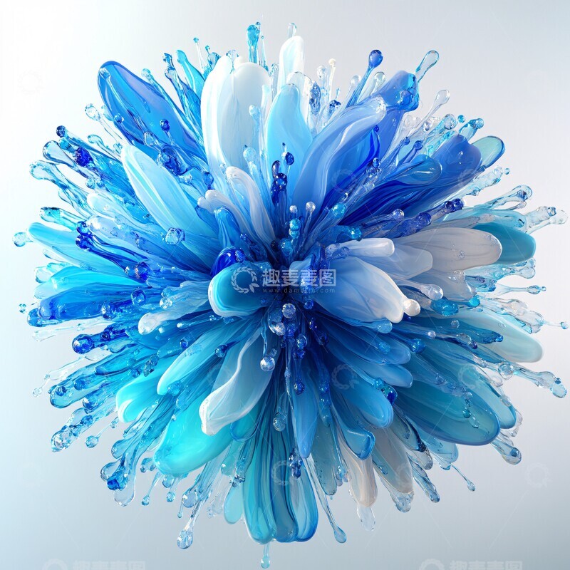 高清大图下载【趣麦麦图】蓝绿爆裂球爆裂白色背景3