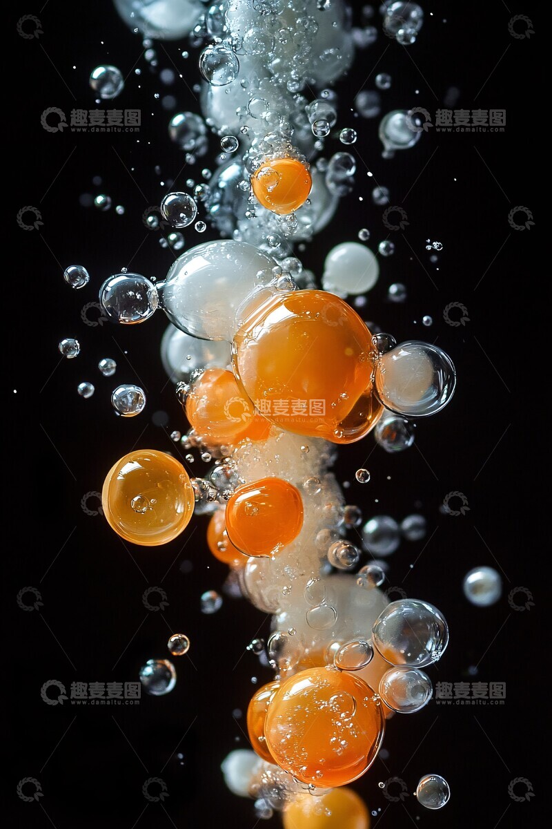 高清大图下载【趣麦麦图】橙紫泡泡爆炸
