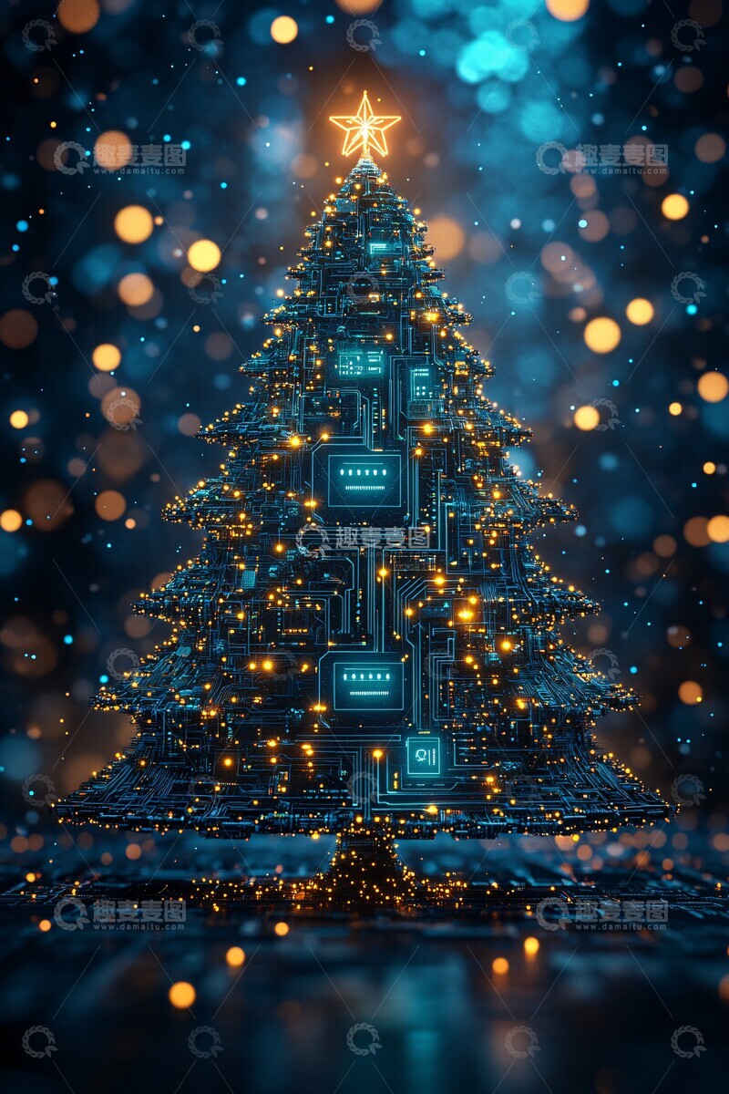 高清大图下载【趣麦麦图】微电路圣诞树2