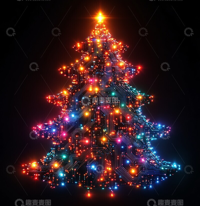 高清大图下载【趣麦麦图】电路板圣诞树4