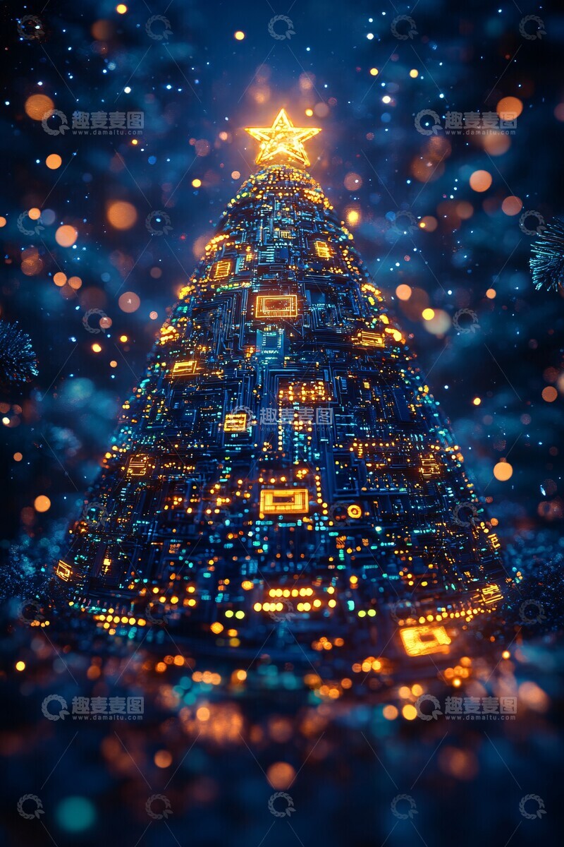 高清大图下载【趣麦麦图】微电路圣诞树