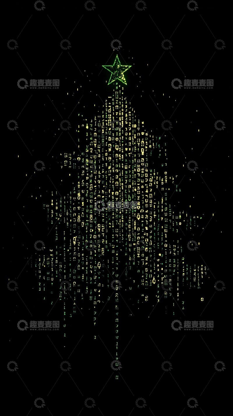 高清大图下载【趣麦麦图】数字圣诞树代码图