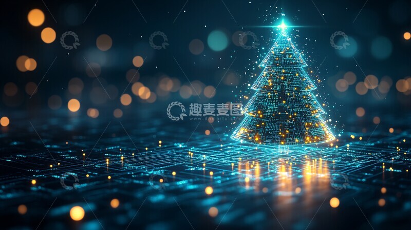 高清大图下载【趣麦麦图】芯片圣诞树芯片圣诞树电路1
